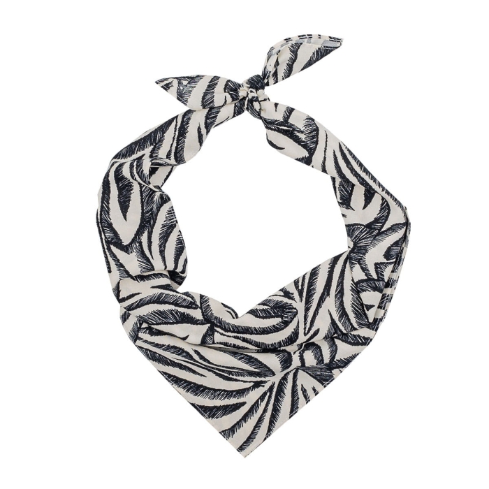 Apaszka - bandana bawełniana w print zwierzęcy - biało czarna