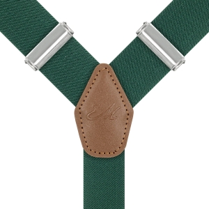 Szelki butelkowa zieleń zapinane na guziki z wykończeniem skórzanym