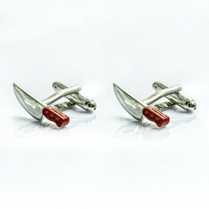 Spinki do mankietów tematyczne srebrne noże