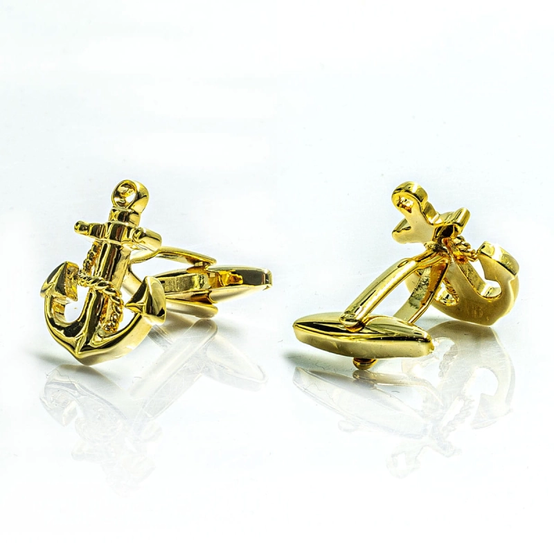 Spinki do mankietów złote kotwice