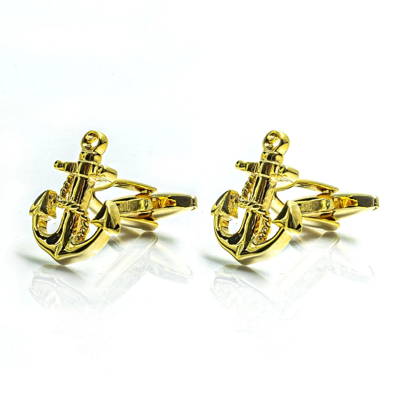 Spinki do mankietów złote kotwice