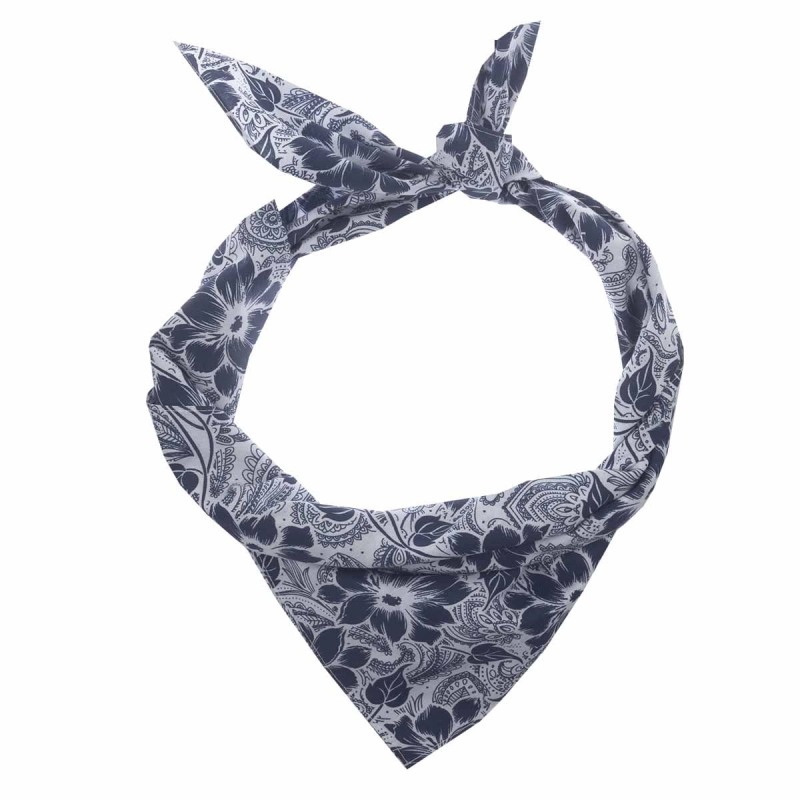 Apaszka - bandana bawełniana w kwiatki - biała
