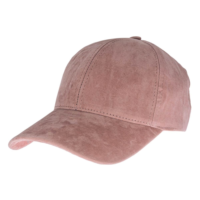 Czapka z daszkiem - bejsbolówka - różowa skóra naturalna - zamszowa