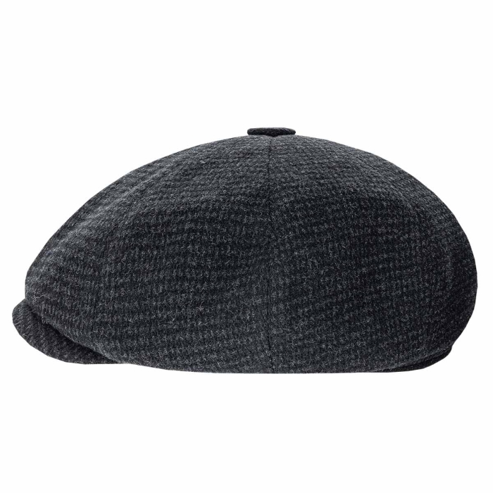 Kaszkiet wełniany w stylu Peaky Blinders - cyklistówka - kolor czaro-szary w jodełkę EM