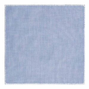 Poszetka bawełniana błękitna obszyta ręcznie białą obwódką