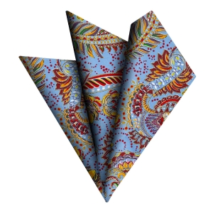 Poszetka bawełniana błękitna w paisley