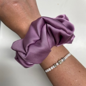 Jedwabna gumka do włosów - scrunchie - gładka wrzosowa - średnia/duża