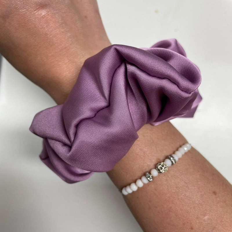 Jedwabna gumka do włosów - scrunchie - gładka wrzosowa - średnia/duża