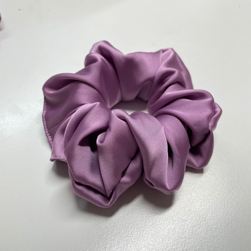 Jedwabna gumka do włosów - scrunchie - gładka wrzosowa - średnia/duża