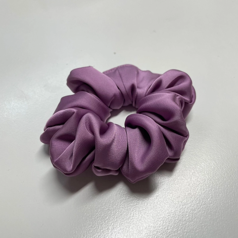 Jedwabna gumka do włosów - scrunchie - gładka wrzosowa - średnia/duża