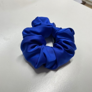 Jedwabna gumka do włosów - scrunchie - gładka granatowa / chabrowa / kobaltowa - średnia/duża