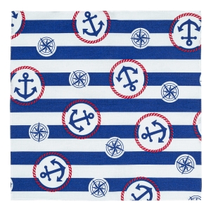 Poszetka bawełniana niebieska w żeglarskie wzory / kotwice