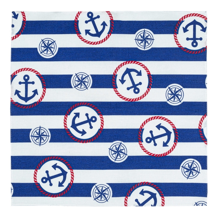 Poszetka bawełniana niebieska w żeglarskie wzory / kotwice