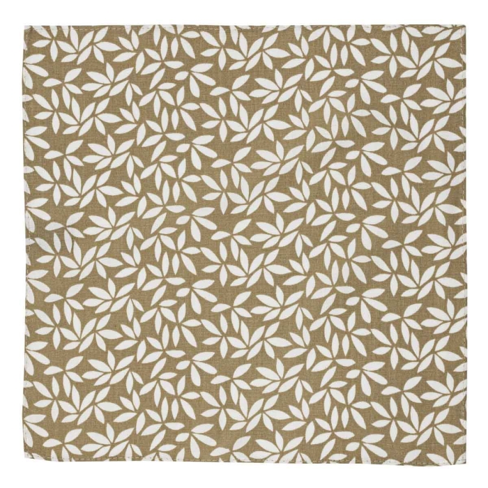 Poszetka bawełniana beżowa w kwiatki / listki