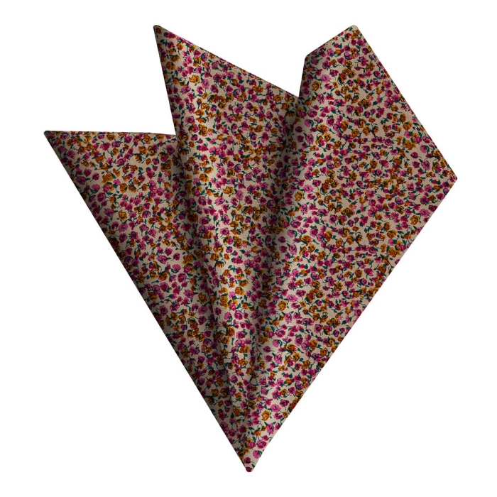 Poszetka bawełniana beżowa w kwiatki