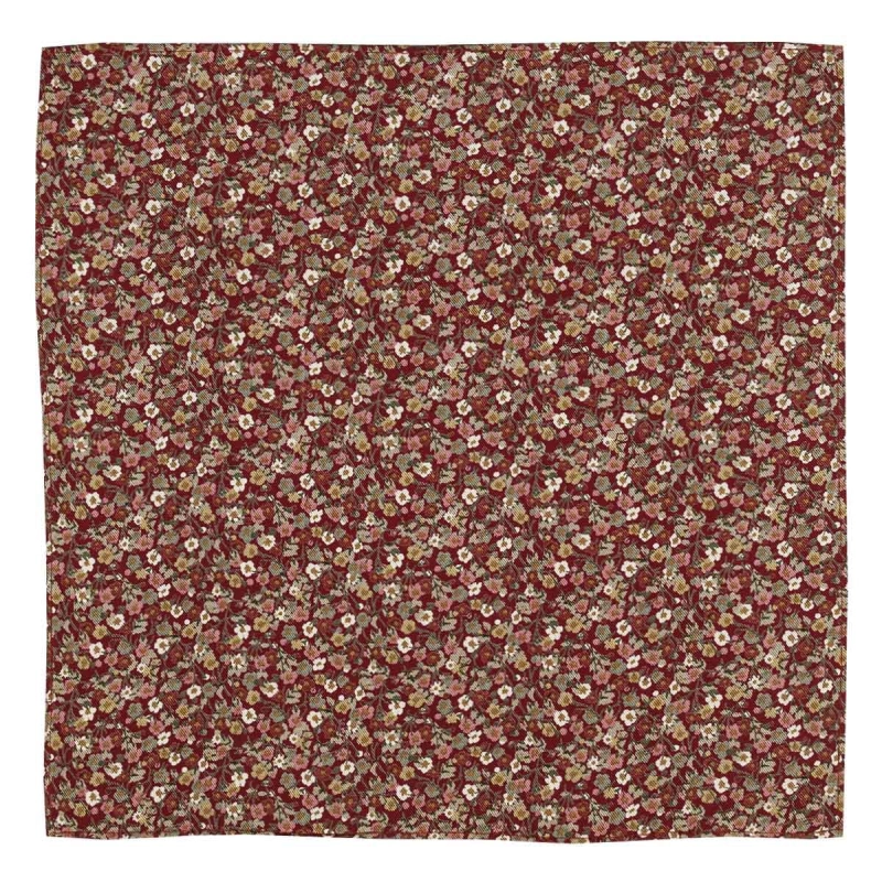 Poszetka bawełniana bordowa w kwiatki