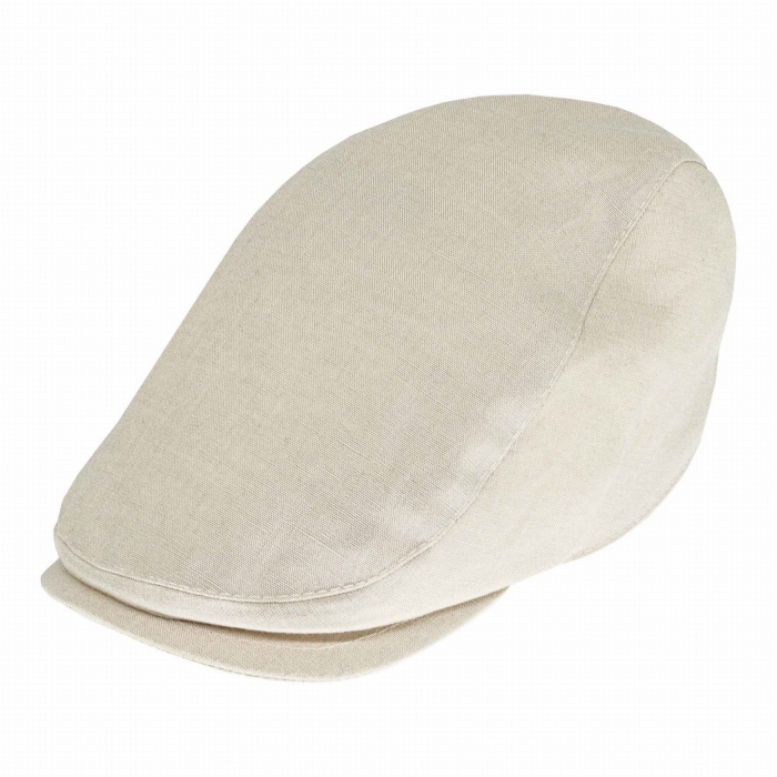Kaszkiet lniany beżowy z lnianą podszewką