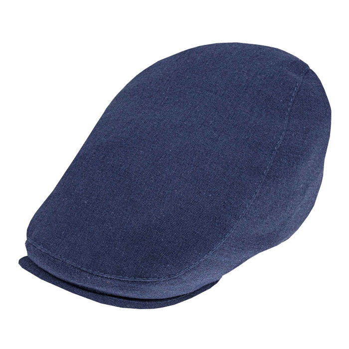 Kaszkiet lniany granatowy z lnianą podszewką