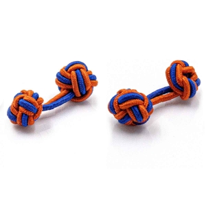 Spinki supełki jedwabne gumki niebiesko-pomarańczowe