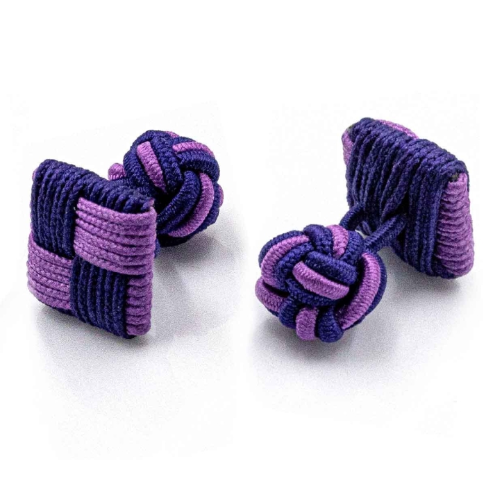 Spinki supełki jedwabne gumki podwójne granatowo fioletowe