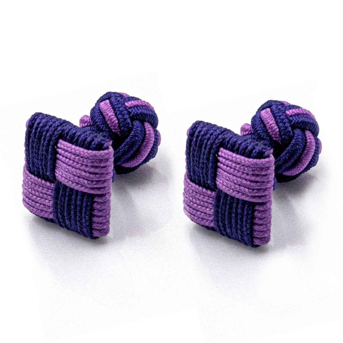 Spinki supełki jedwabne gumki podwójne granatowo fioletowe