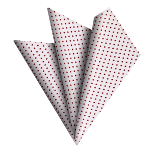 Poszetka bawełniana biała w czerwone kropki