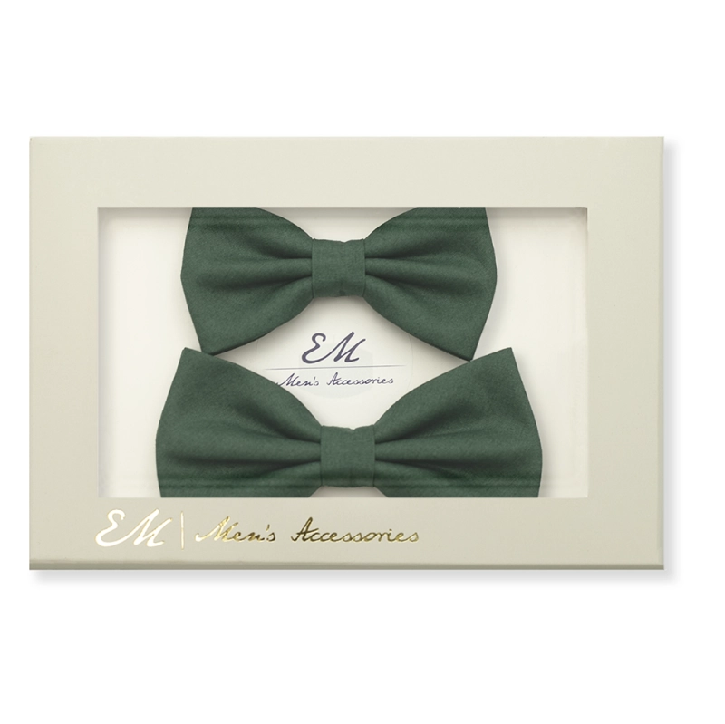 COTTON BOW SET DAD + 2 x SON bottle green smooth