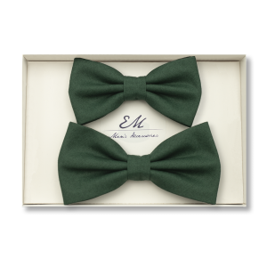 COTTON BOW SET DAD + 2 x SON bottle green smooth