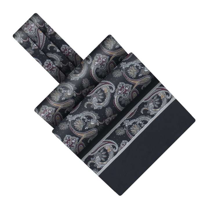 Fular - askot jedwabny czarny w paisley