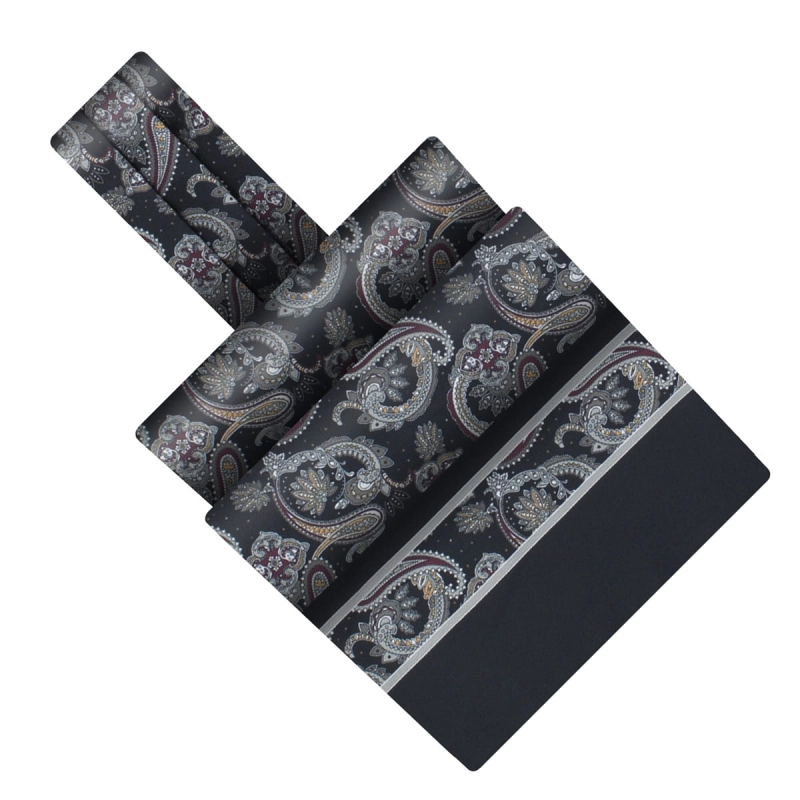 Fular - askot jedwabny czarny w paisley
