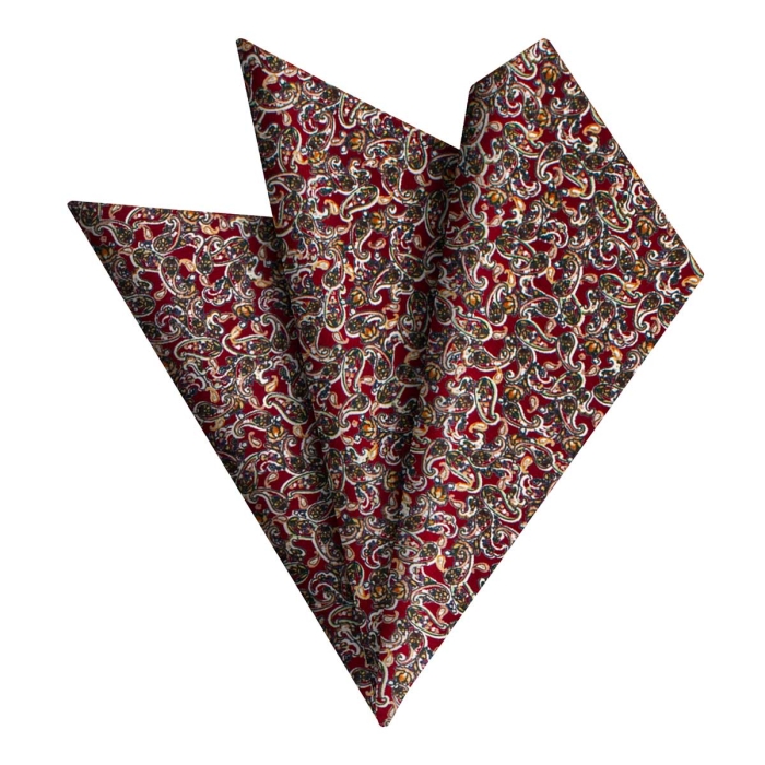 Poszetka bawełniana bordowa w małe paisley