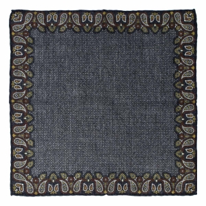 Poszetka wełniana / z wełny - granatowa we wzory i paisley