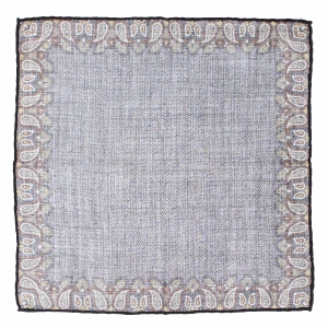 Poszetka wełniana / z wełny - granatowa we wzory i paisley