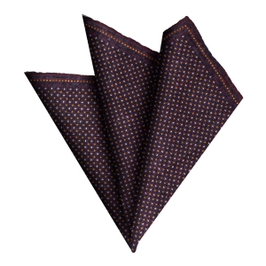 Poszetka wełniana / z wełny - bordowa w mikrowzorki