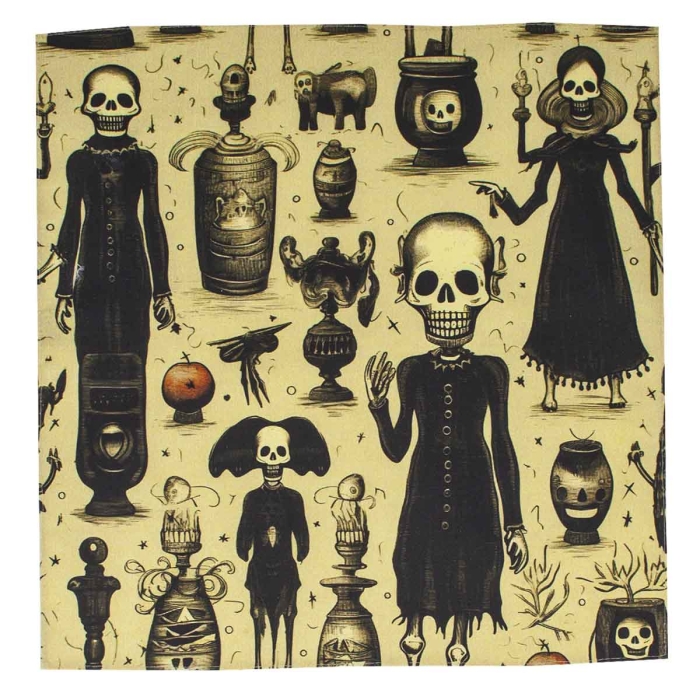 HALLOWEEN - Zestaw prezentowy dla mężczyzny w kolorze beżowym: mucha + poszetka zapakowane w pudełko