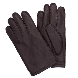 Rękawiczki wykonane ze skóry owczej w kolorze brązowym z touch screen