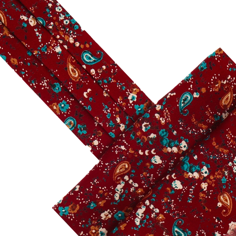 Fular bawełniany bordowy we wzory i paisley