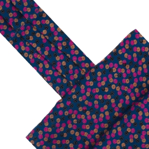 Fular bawełniany granatowy w różowe kropki