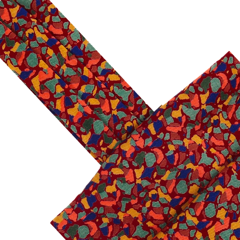 Fular bawełniany czerwony w kolorowe wzory