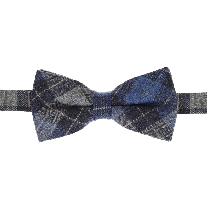 Mucha wełniana szaro-niebieska w kratkę