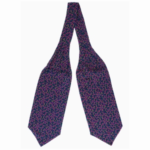 Fular bawełniany granatowy w różowe kropki