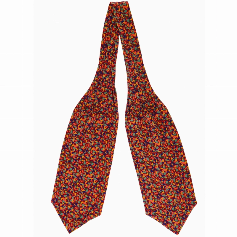 Fular bawełniany czerwony w kolorowe wzory
