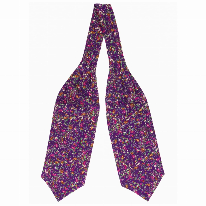 Fular bawełniany fioletowy w kwiatki i paisley