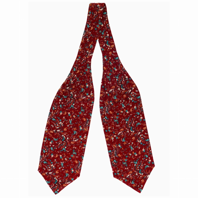 Fular bawełniany bordowy we wzory i paisley