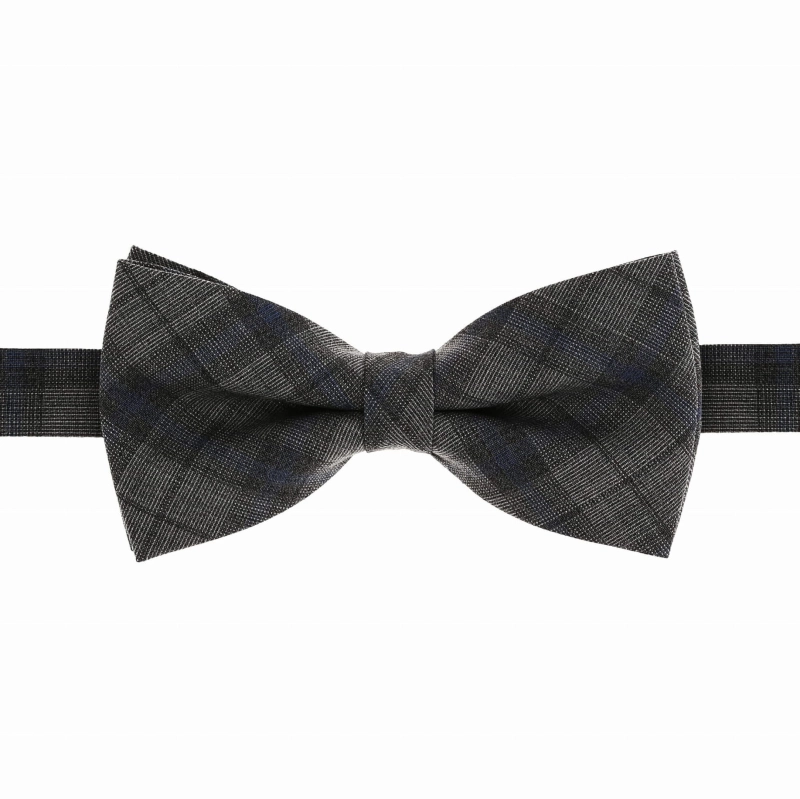 Mucha wełniana szaro-granatowa w kratę