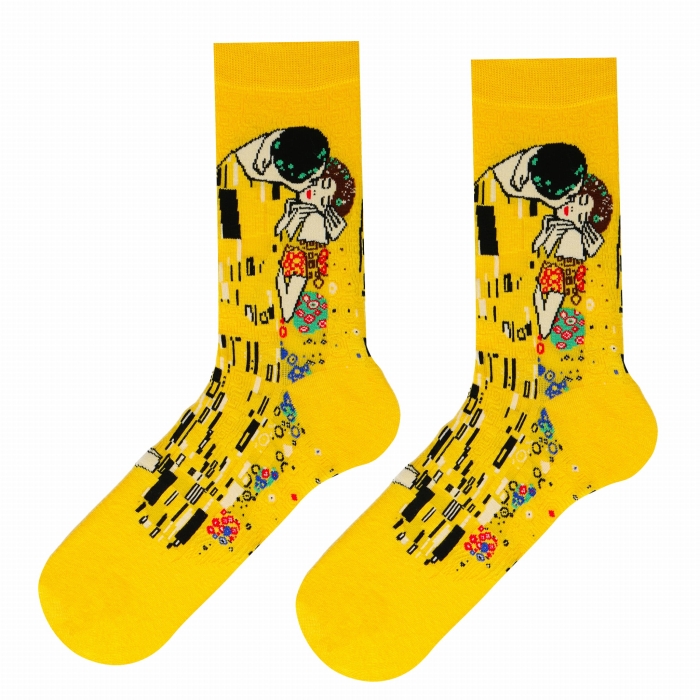 Skarpety kolorowe - żółte - obraz Pocałunek Klimt