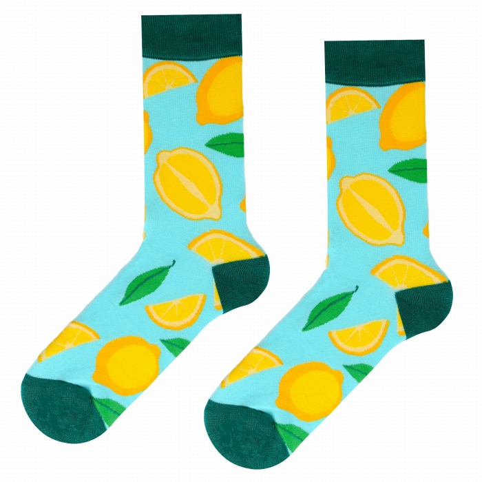 Skarpety kolorowe - błękitne w cytryny