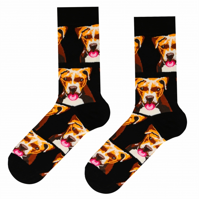 Skarpety kolorowe - czarne - w pieski / psy / kundelki