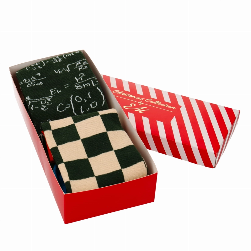 Zestaw 2 par skarpet kolorowych - matematyczne + szachownica