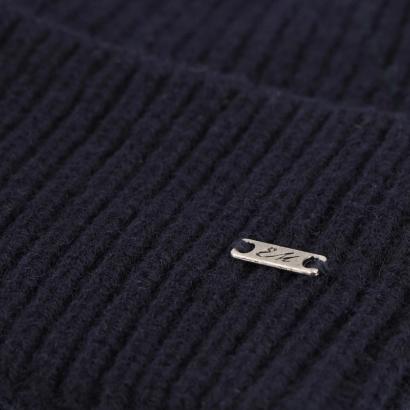 Czapka zimowa wełniana granatowa - wełna Merino / Merino wool